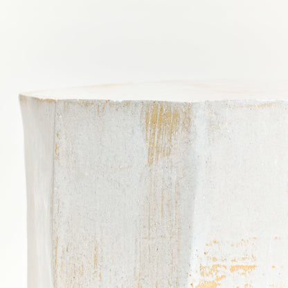 Tall Geometric Ceramic Side Table in White End Tables