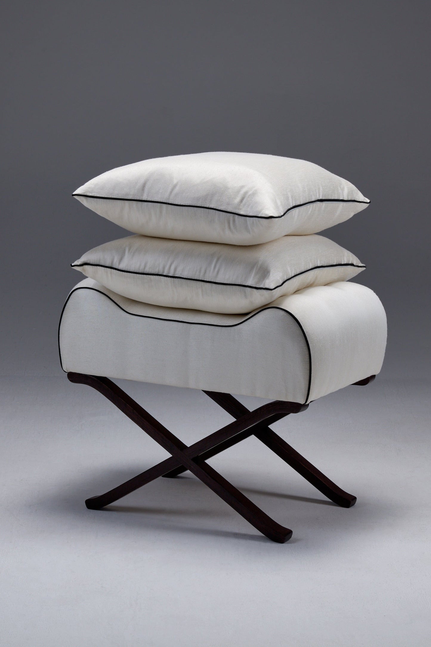 The CC Piped Cushion in Silk Sateen Pillows