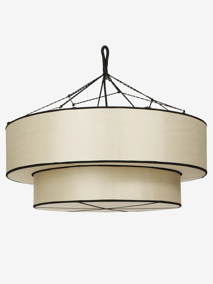 TopHat Lampshade in Classic Silk with Black Ribbon Lamp Shades