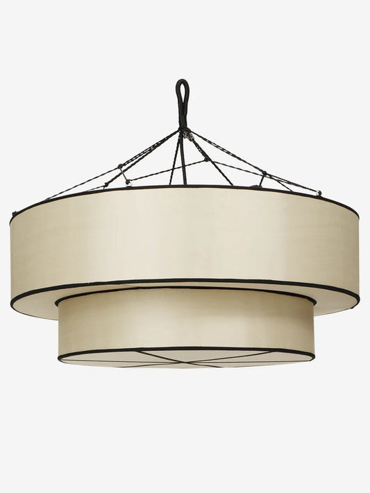 TopHat Lampshade in Classic Silk with Black Ribbon Lamp Shades