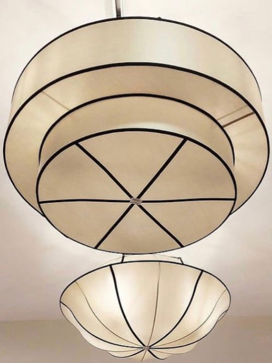 TopHat Lampshade in Classic Silk with Black Ribbon Lamp Shades