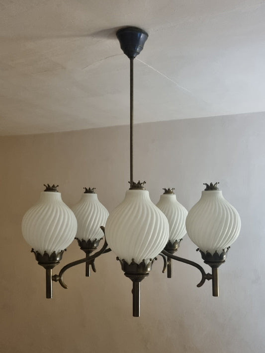 Tortiglioni Large Ceiling Lamp Designed by Angelo Lelii and Naborre Corno for Arredoluce, 1961 Chandeliers