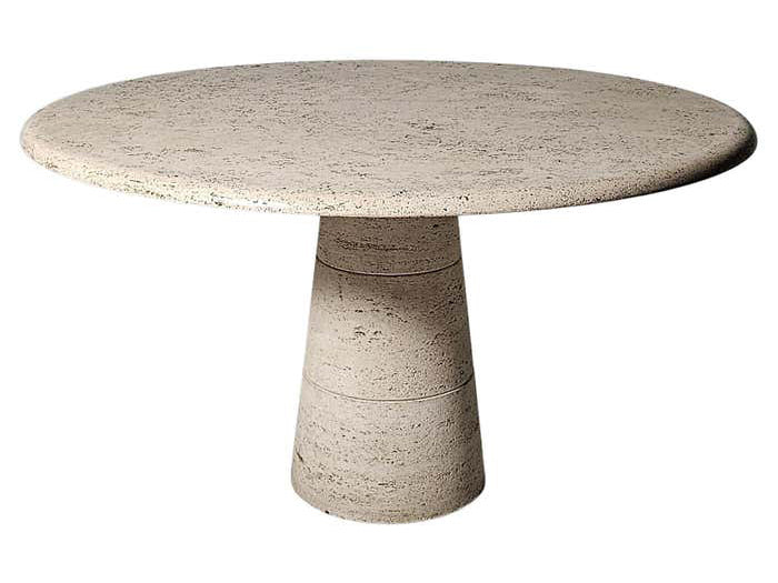 Travertine Round Dining Table by Angelo Mangiarotti for Up&Up, 1970s Dining Tables