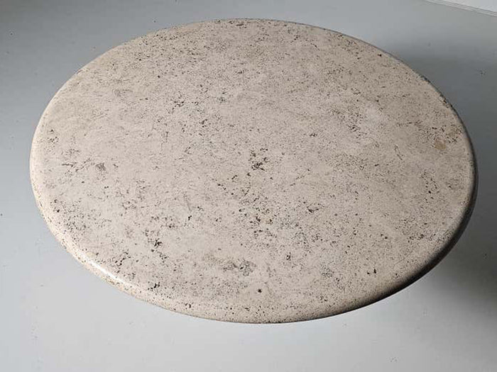 Travertine Round Dining Table by Angelo Mangiarotti for Up&Up, 1970s Dining Tables