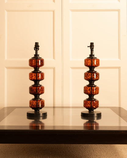 Pair of Speckled Glass USA Table Lamps Table Lamps