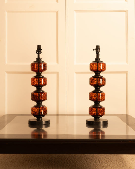 Pair of Speckled Glass USA Table Lamps Table Lamps