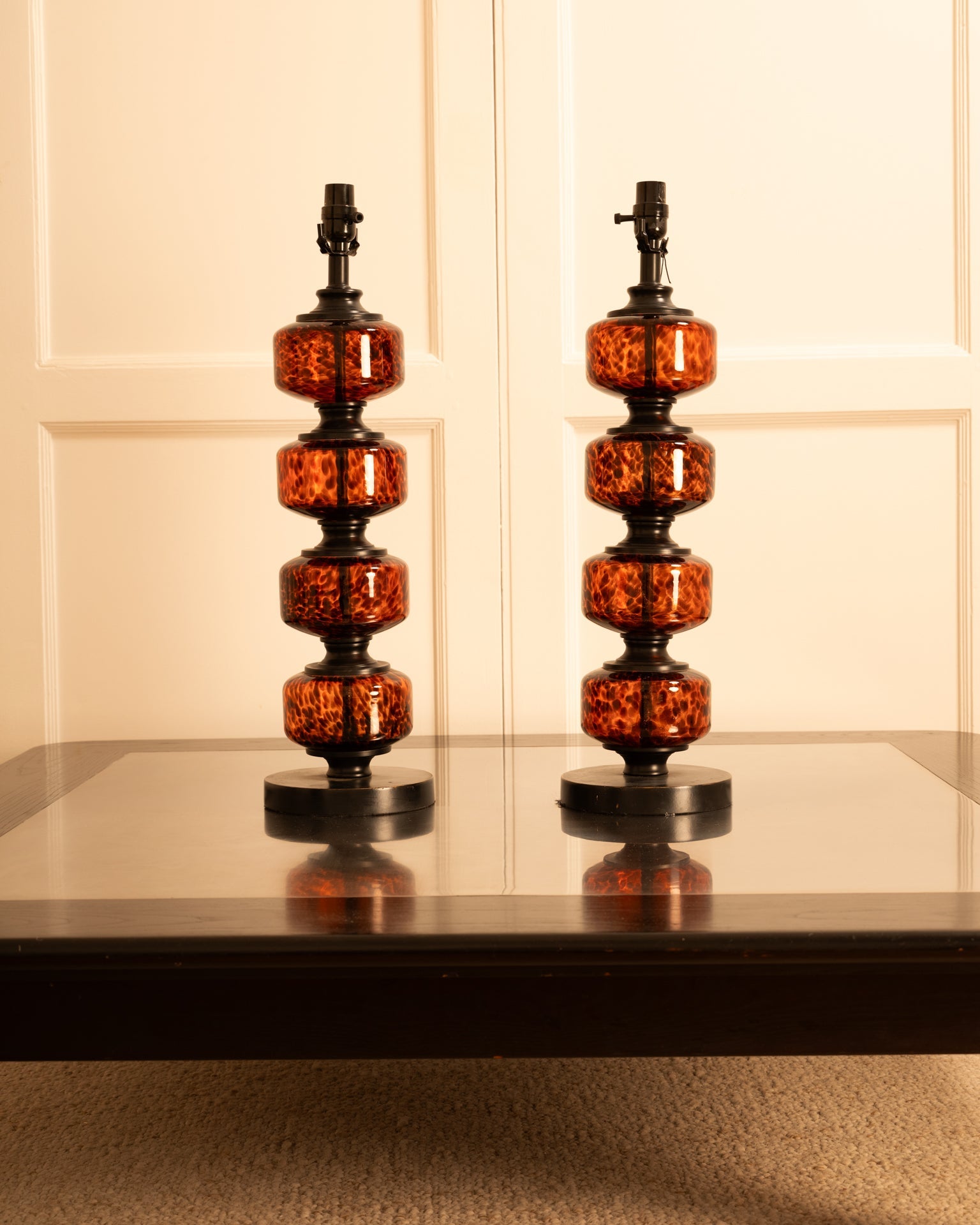 Pair of Speckled Glass USA Table Lamps Table Lamps