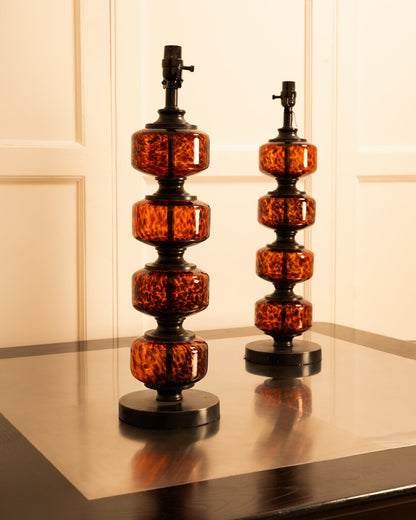 Pair of Speckled Glass USA Table Lamps Table Lamps
