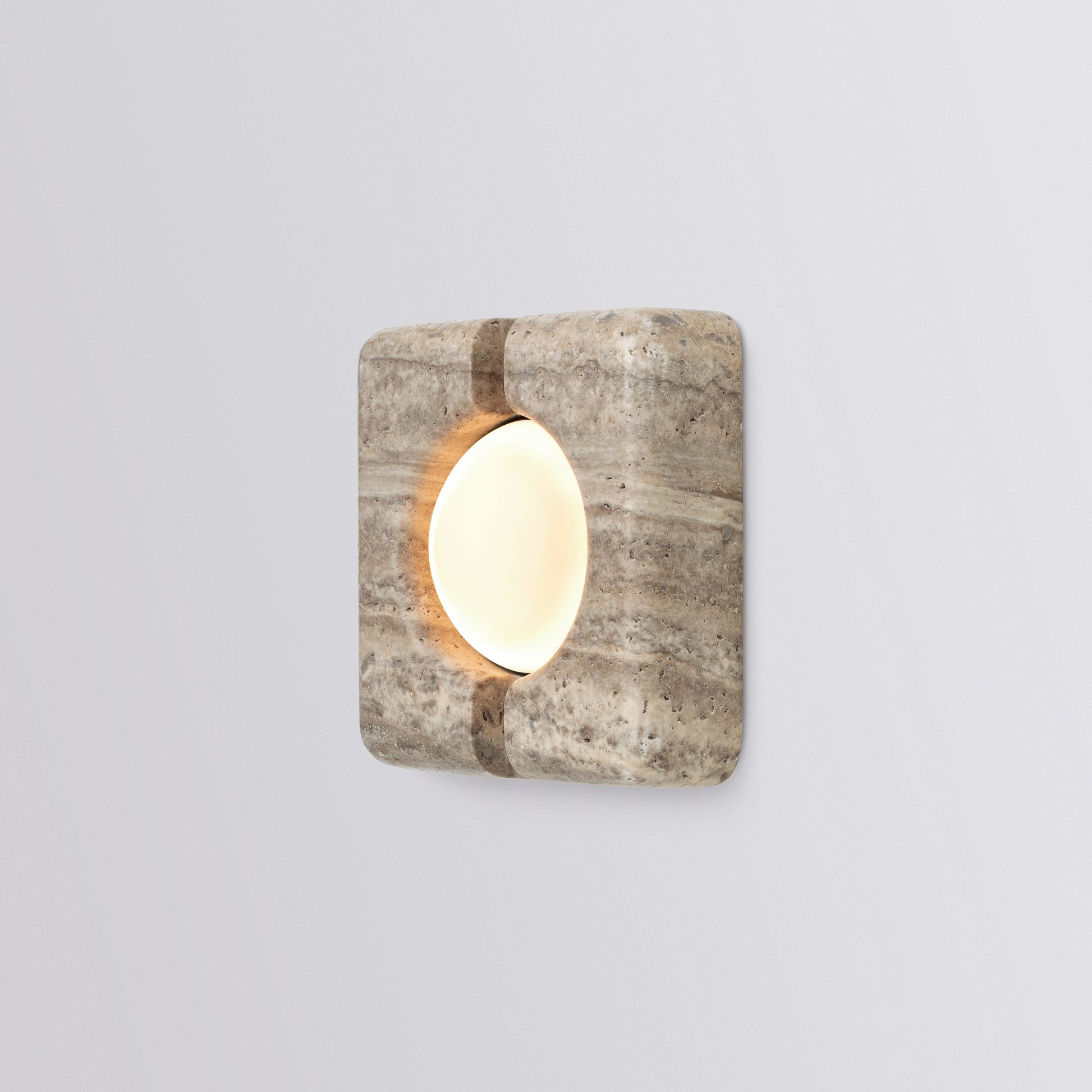 Ulah Wall Light in Travertine Outer Shell Frosted Glass Sconces