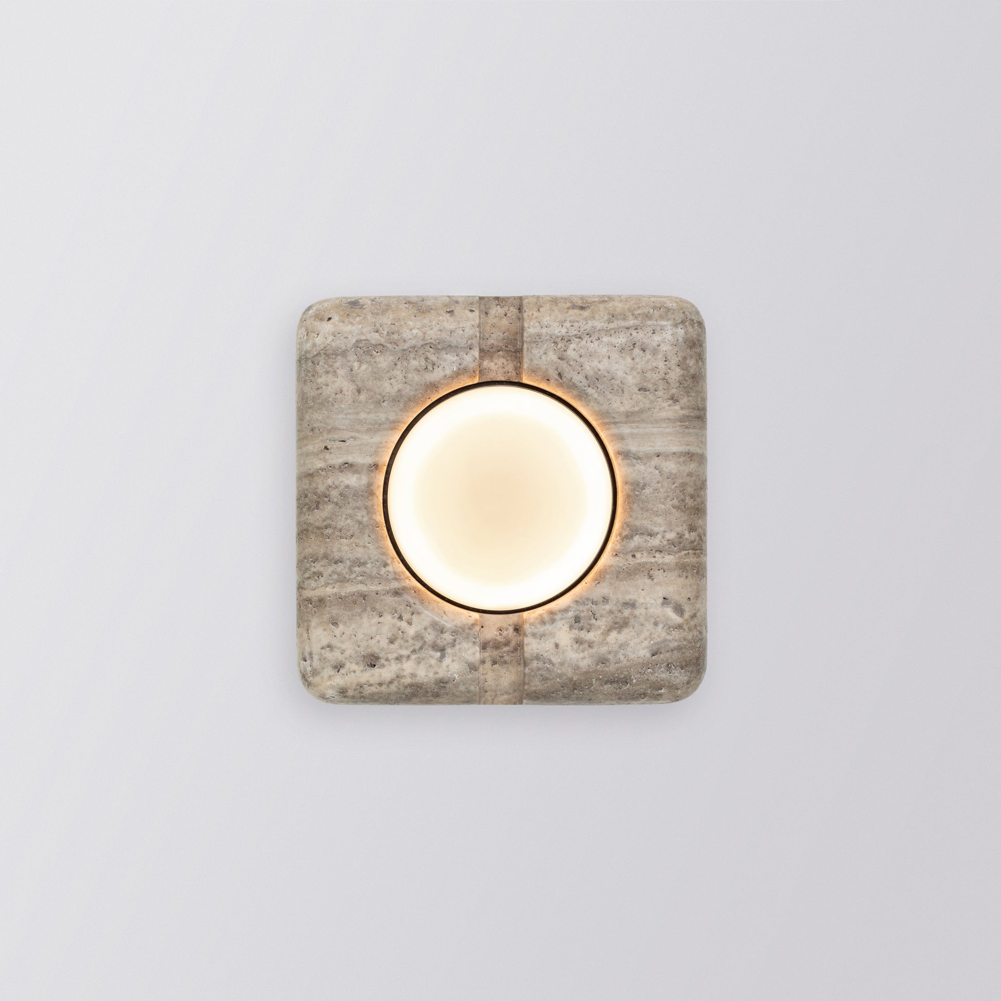 Ulah Wall Light in Travertine Outer Shell Frosted Glass Sconces