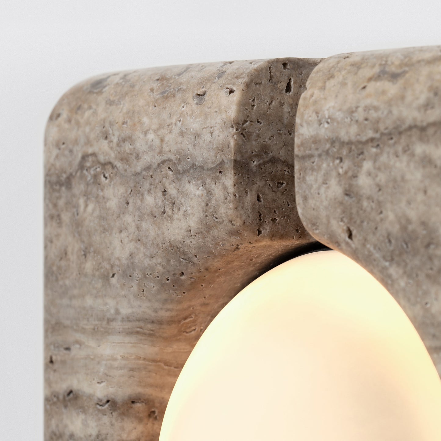 Ulah Wall Light in Travertine Outer Shell Frosted Glass Sconces