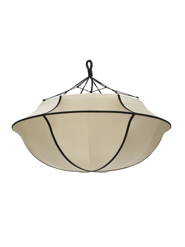 Umbrella Silk Pendant in Classic Silk with Black Ribbon by Oi Soi Oi Pendant Lights
