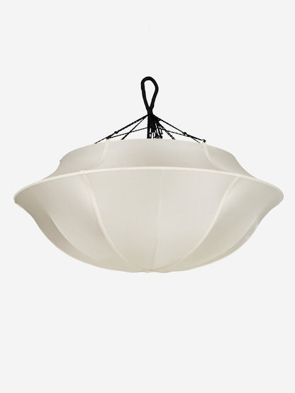 Umbrella Silk Pendant in Off-White Silk with White Ribbon by Oi Soi Oi Pendant Lights