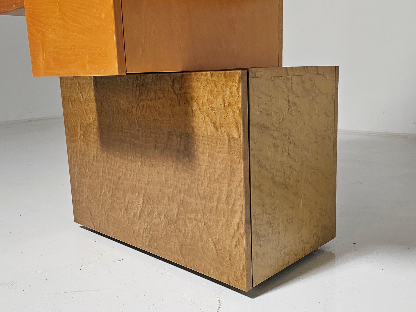 Unique Burlwood Sculptural Cubist Cabinet, Italy, 1990s Cabinets