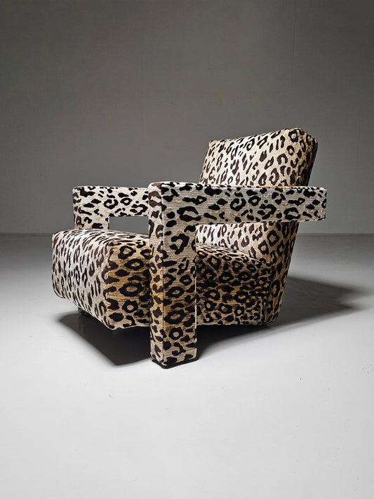 Utrecht "637" Lounge Chair in Leopard Velvet by Gerrit Rietveld Chairs