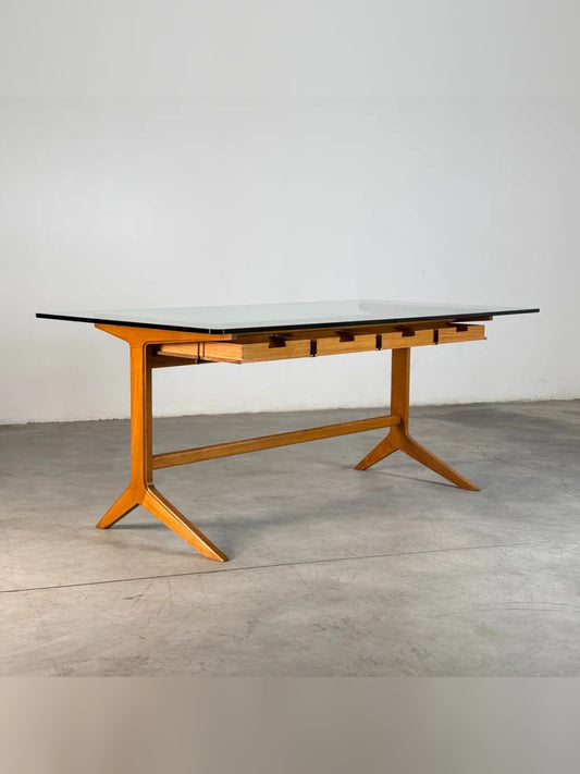 Very Rare Walnut Working Table / Desk by Ignazio Gardella, Milan, Italy, 1950 Desks