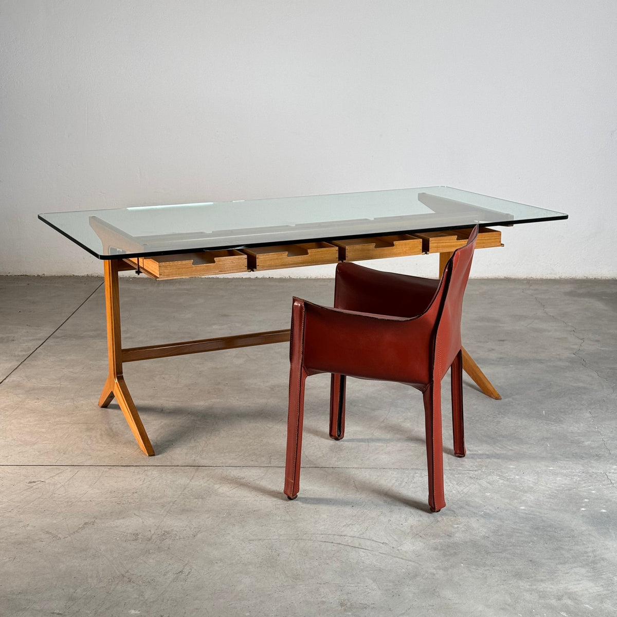 Very Rare Walnut Working Table / Desk by Ignazio Gardella, Milan, Italy, 1950 Desks