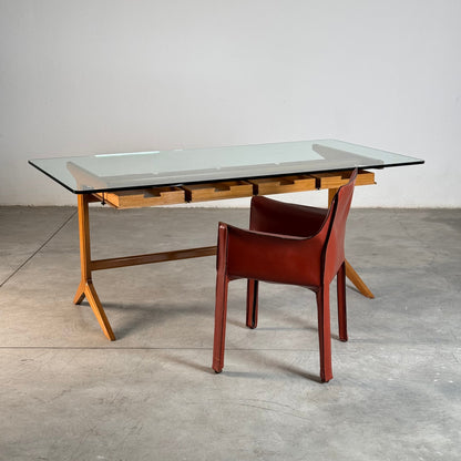 Very Rare Walnut Working Table / Desk by Ignazio Gardella, Milan, Italy, 1950 Desks