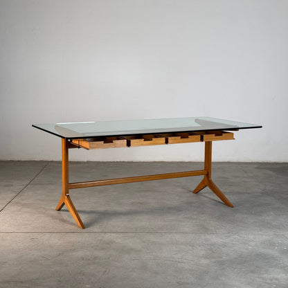Very Rare Walnut Working Table / Desk by Ignazio Gardella, Milan, Italy, 1950 Desks