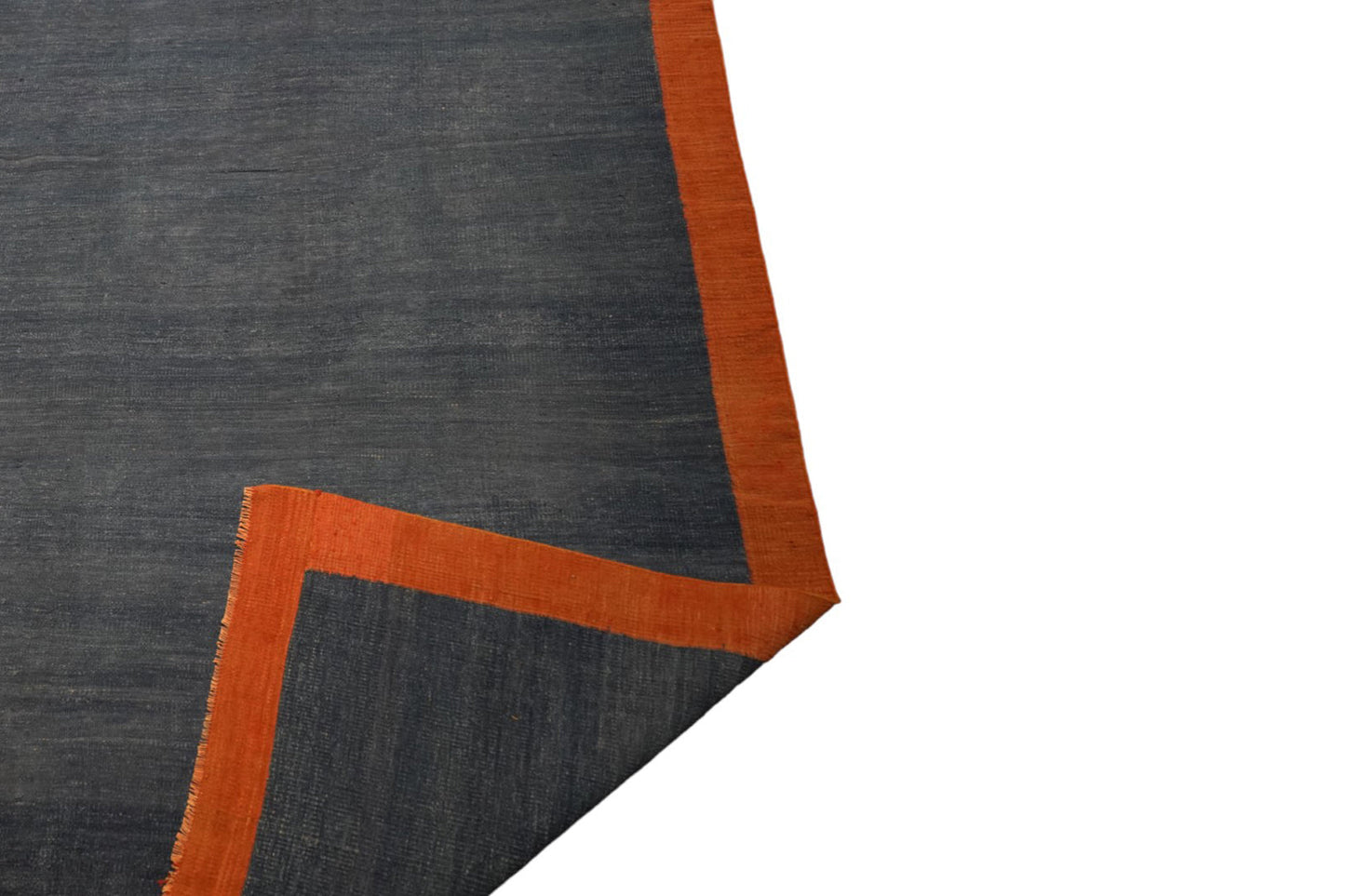 Vintage Dhurrie Rug in Blue with Solid Rust Border from Rug & Kilim Rugs