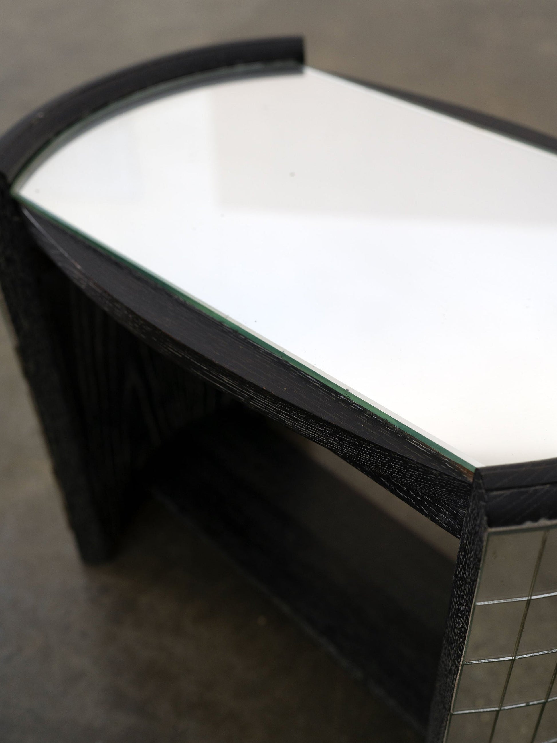 Vintage Ebonised Oak and Mirror Mosaic Side Table End Tables