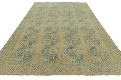 Vintage Ersari 8x13 Rug in Beige-Brown and Teal Geometric Patterns from Rug & Kilim Rugs