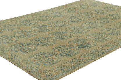 Vintage Ersari 8x13 Rug in Beige-Brown and Teal Geometric Patterns from Rug & Kilim Rugs