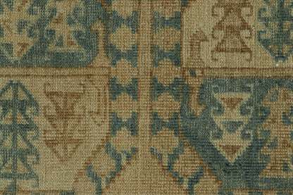 Vintage Ersari 8x13 Rug in Beige-Brown and Teal Geometric Patterns from Rug & Kilim Rugs