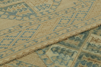 Vintage Ersari 8x13 Rug in Beige-Brown and Teal Geometric Patterns from Rug & Kilim Rugs