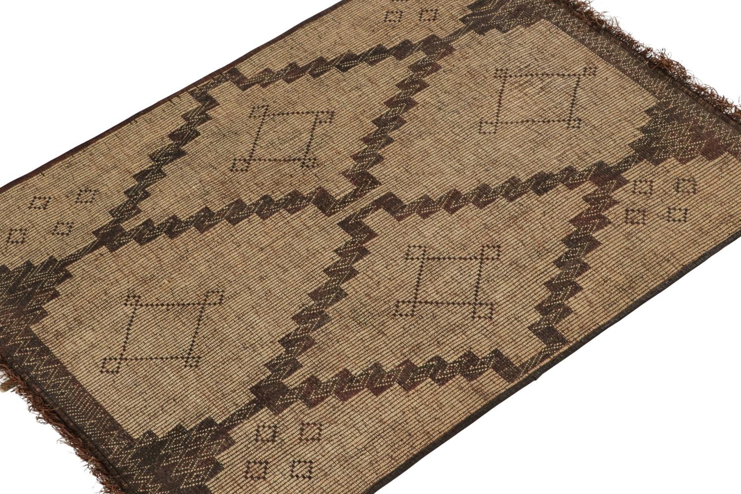 Vintage Moroccan Tuareg Mat in Beige & Brown Geometric Pattern from Rug & Kilim Rugs