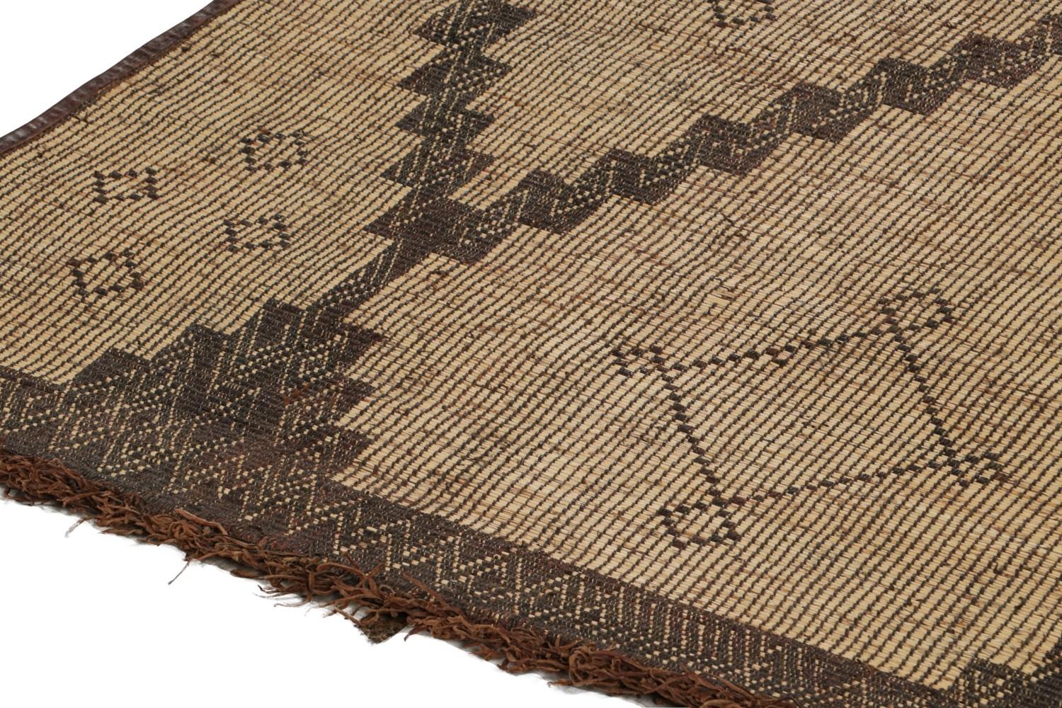 Vintage Moroccan Tuareg Mat in Beige & Brown Geometric Pattern from Rug & Kilim Rugs