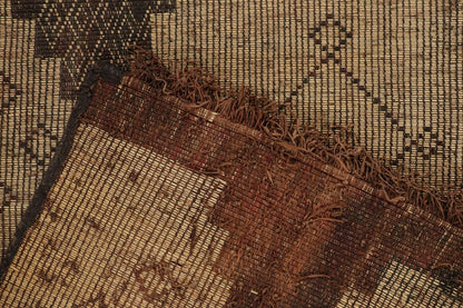 Vintage Moroccan Tuareg Mat in Beige & Brown Geometric Pattern from Rug & Kilim Rugs