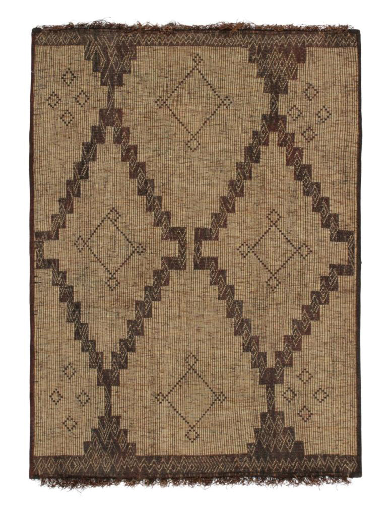 Vintage Moroccan Tuareg Mat in Beige & Brown Geometric Pattern from Rug & Kilim Rugs