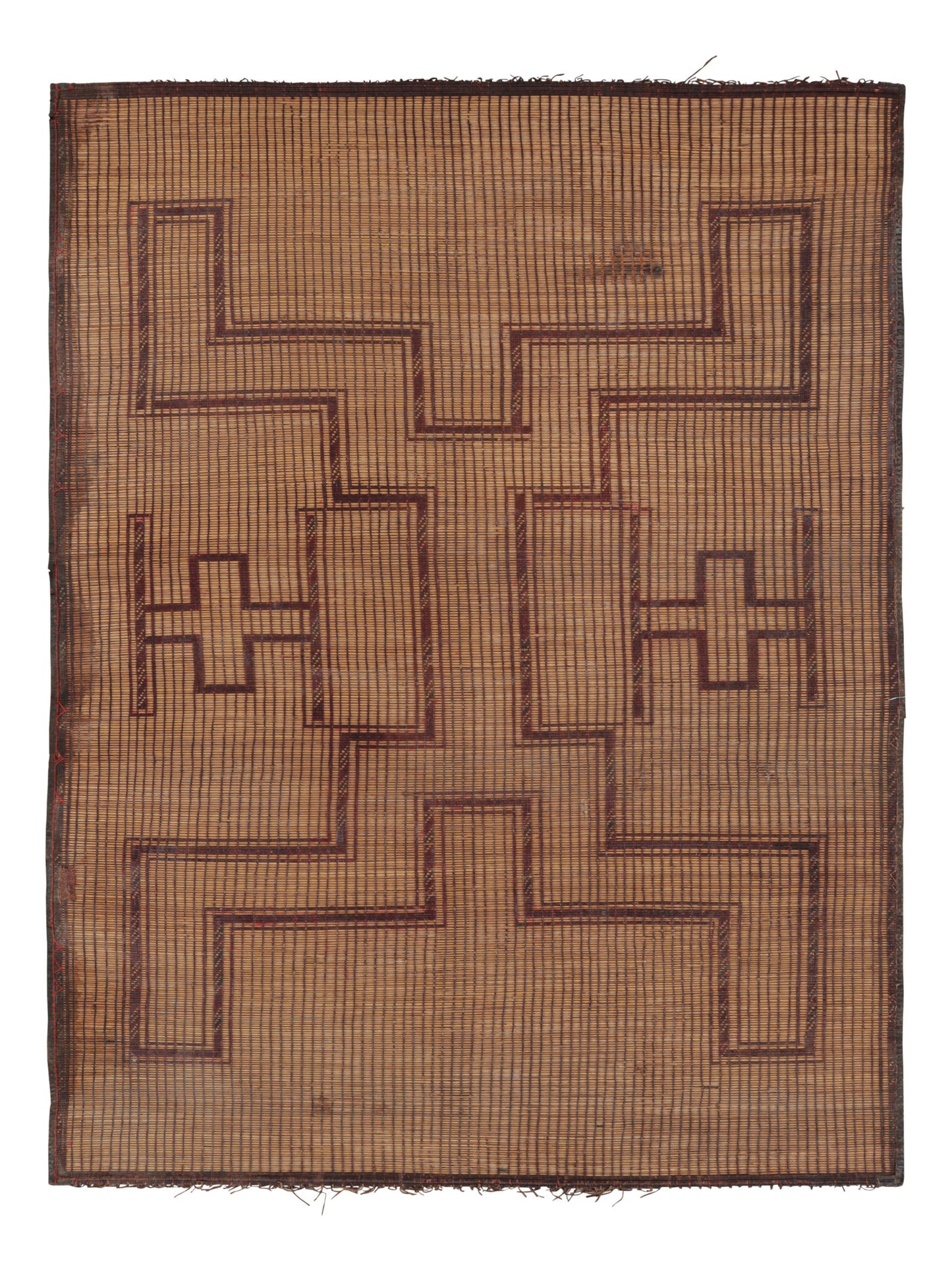 Vintage Moroccan Tuareg Mat in Brown with Geometric Patterns from Rug & Kilim Rugs
