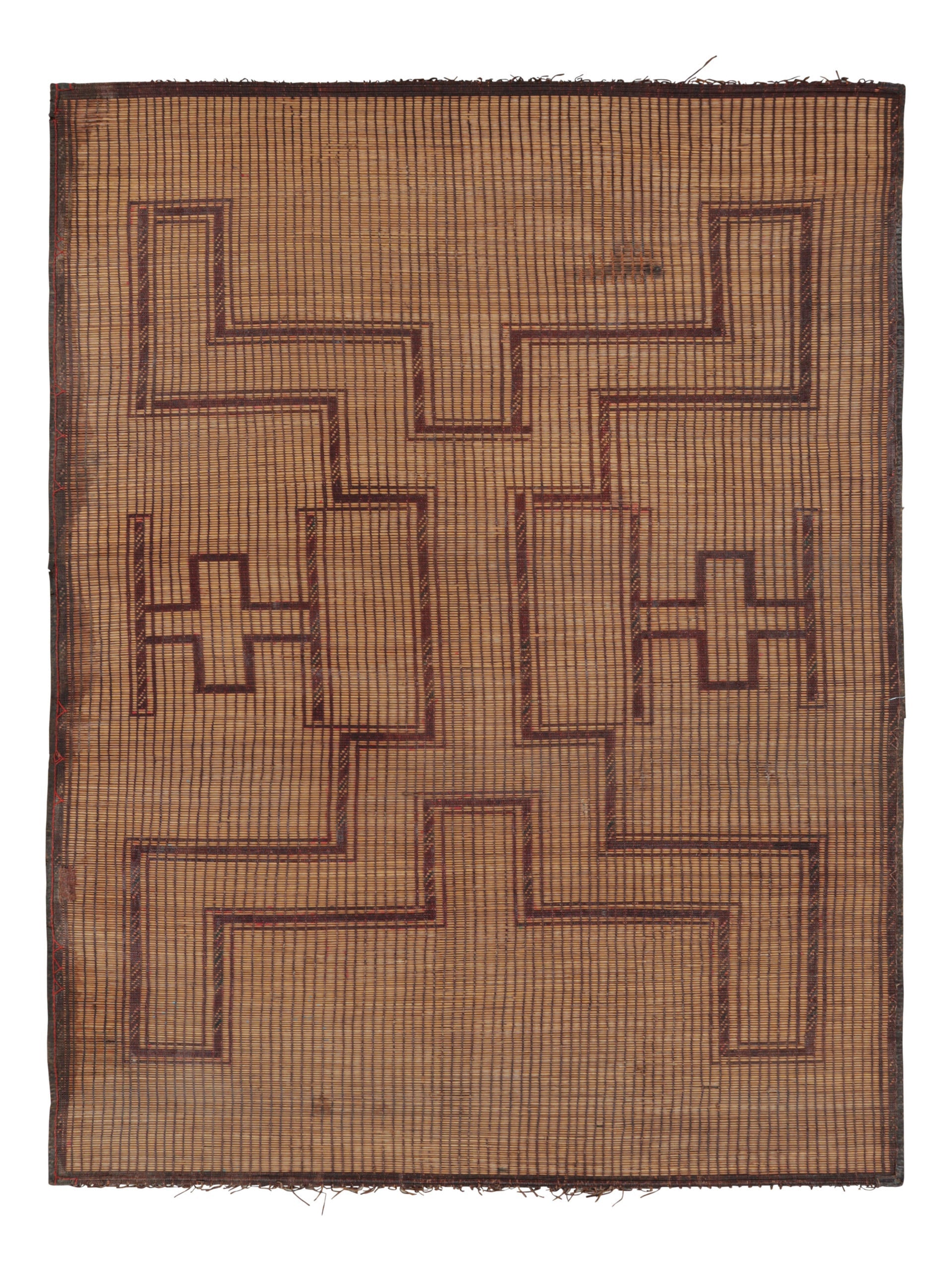 Vintage Moroccan Tuareg Mat in Brown with Geometric Patterns from Rug & Kilim Rugs