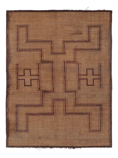 Vintage Moroccan Tuareg Mat in Brown with Geometric Patterns from Rug & Kilim Rugs