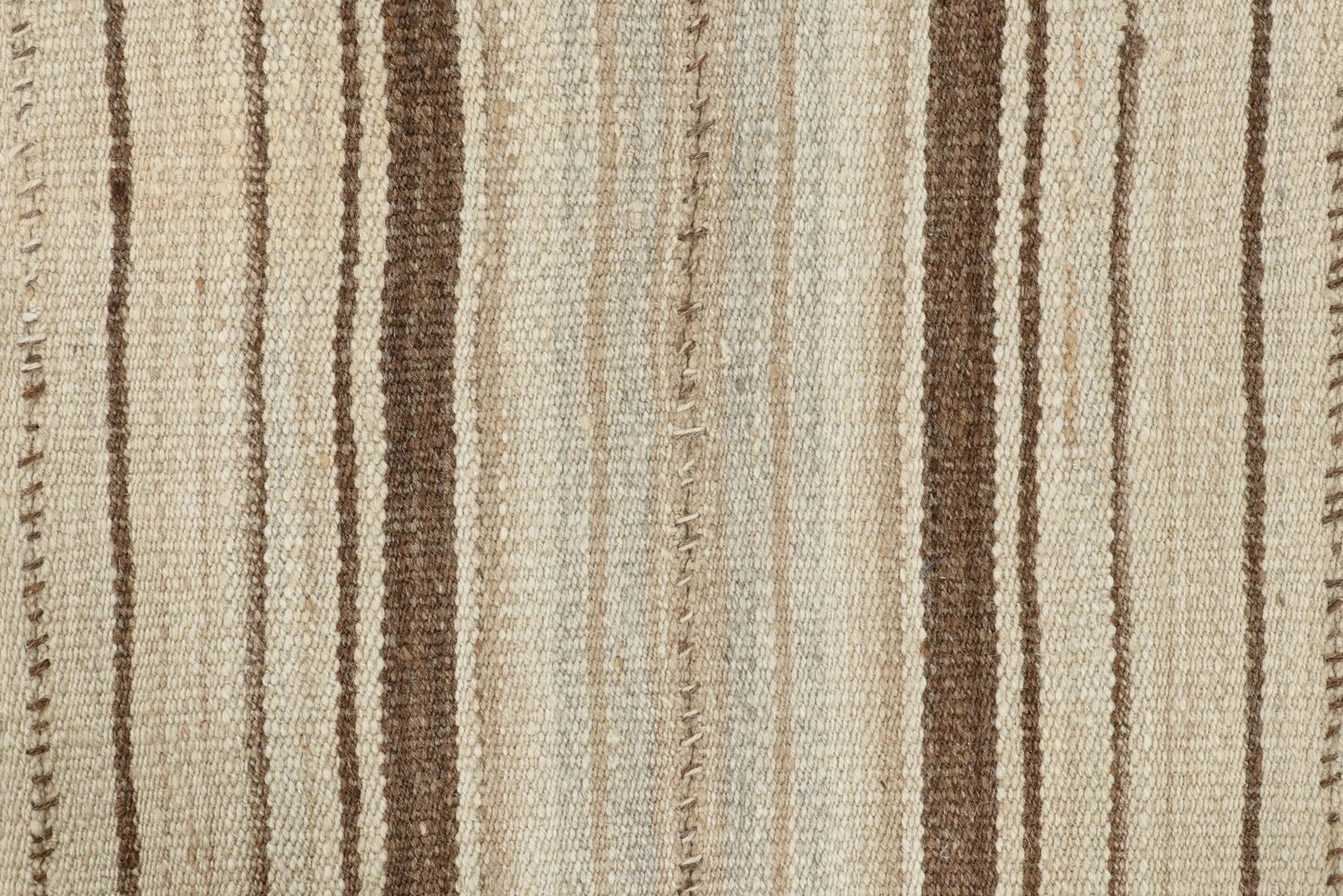 Vintage Persian Kilim in White with Brown Stripes - Rug & Kilim Rugs