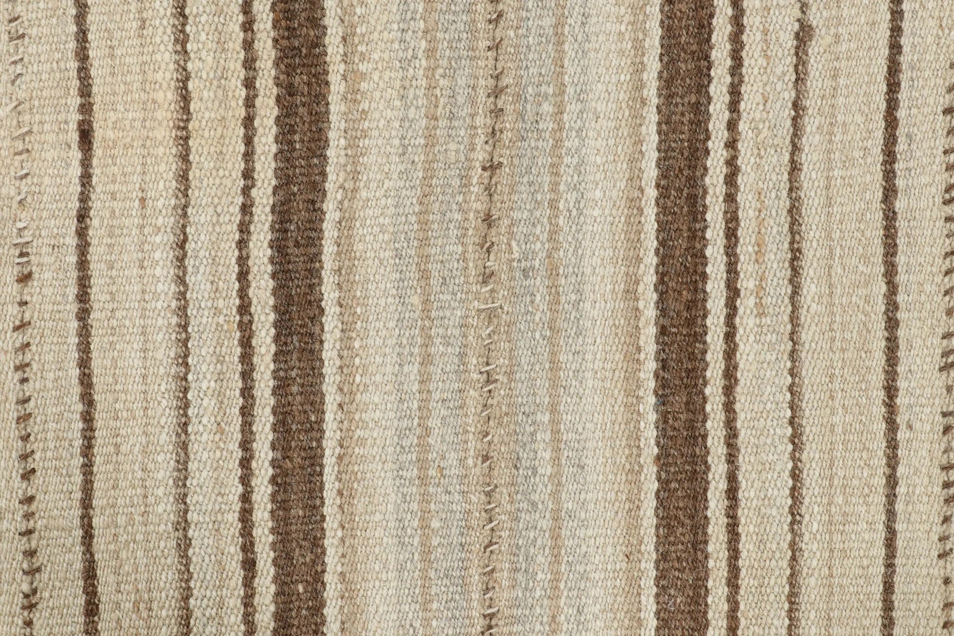 Vintage Persian Kilim in White with Brown Stripes - Rug & Kilim Rugs