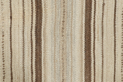 Vintage Persian Kilim in White with Brown Stripes - Rug & Kilim Rugs