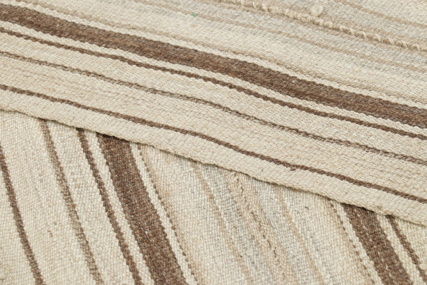 Vintage Persian Kilim in White with Brown Stripes - Rug & Kilim Rugs