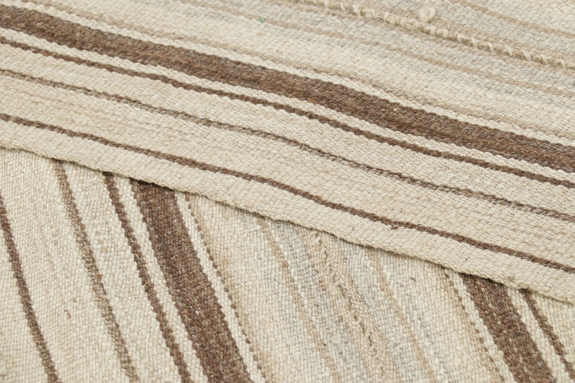 Vintage Persian Kilim in White with Brown Stripes - Rug & Kilim Rugs