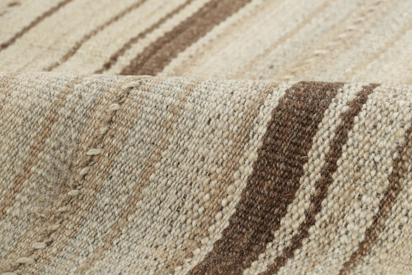 Vintage Persian Kilim in White with Brown Stripes - Rug & Kilim Rugs