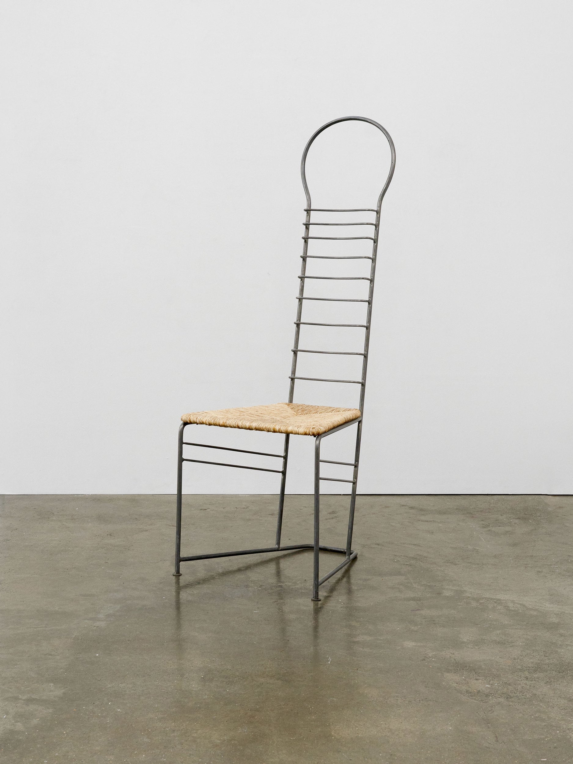 Vintage Sculptural Steel and Straw Chair Chairs
