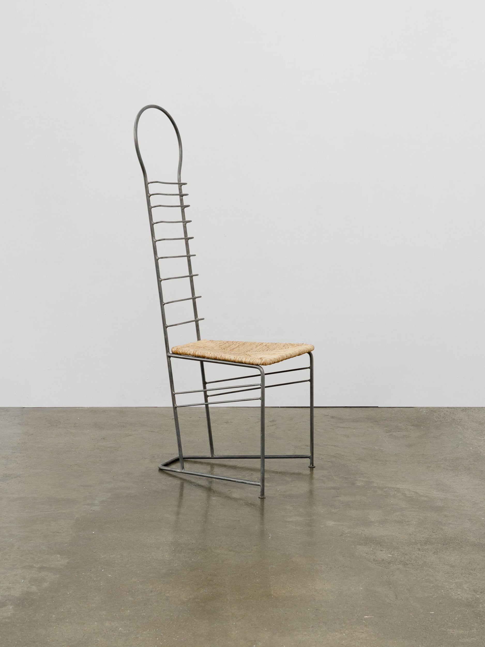 Vintage Sculptural Steel and Straw Chair Chairs