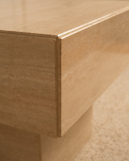Pair of Travertine Side Tables - 1980s End Tables