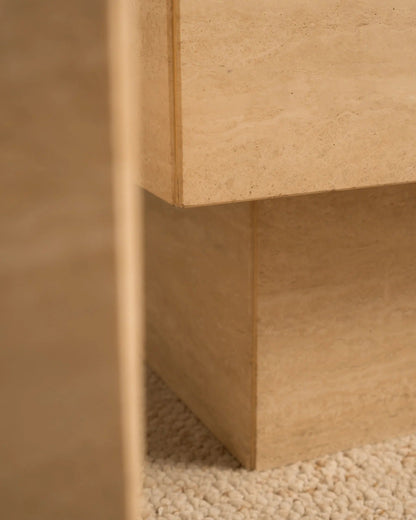 Pair of Travertine Side Tables - 1980s End Tables