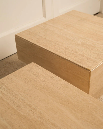 Pair of Travertine Side Tables - 1980s End Tables