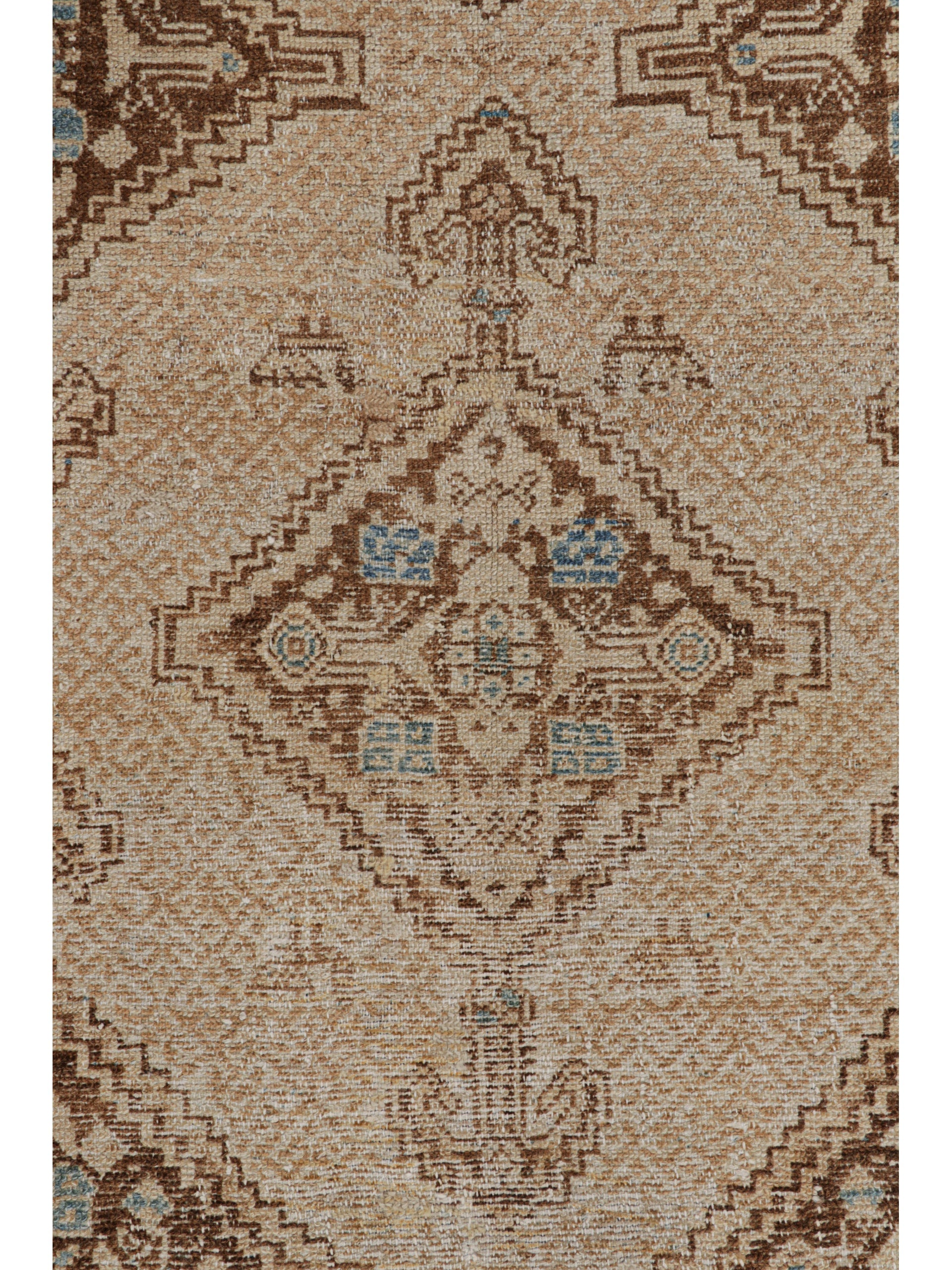 Vintage Turkish Bakhtiari Geometric Runner in Beige-Brown from Rug & Kilim Rugs
