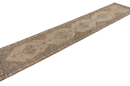 Vintage Turkish Bakhtiari Geometric Runner in Beige-Brown from Rug & Kilim Rugs