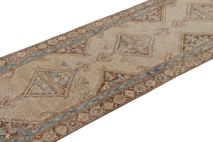 Vintage Turkish Bakhtiari Geometric Runner in Beige-Brown from Rug & Kilim Rugs